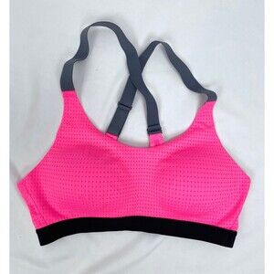 Victoria Secret Pink Sport 34B Padded Bra Racerback Gray Black